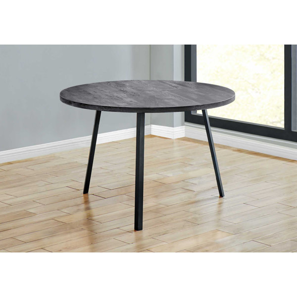 HomeRoots 48" Round Dining Room Table With Black Reclaimed Wood And ...
